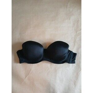 Cacique Strapless Bra Womens 40B Black T Shirt Underwire Push Up